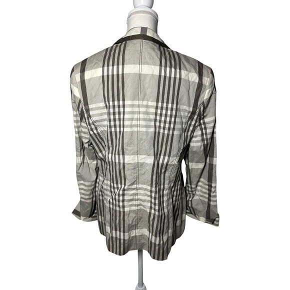 BASLER Gray Taupe Plaid Silk Blend Blazer Jacket Size FR 44 / US 12 - Picture 9 of 9